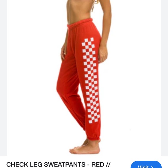 Aviator Nation Red/White Checkered Sweatpants - Picture 3 of 8